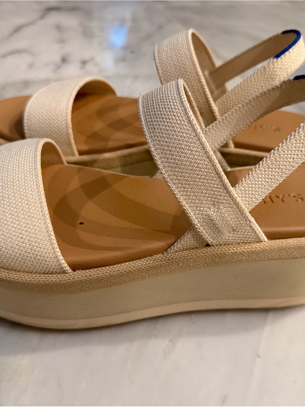 Rothy's The Lightweight Wedge Platform Slingback Sandals in Salt / Cream Size 7